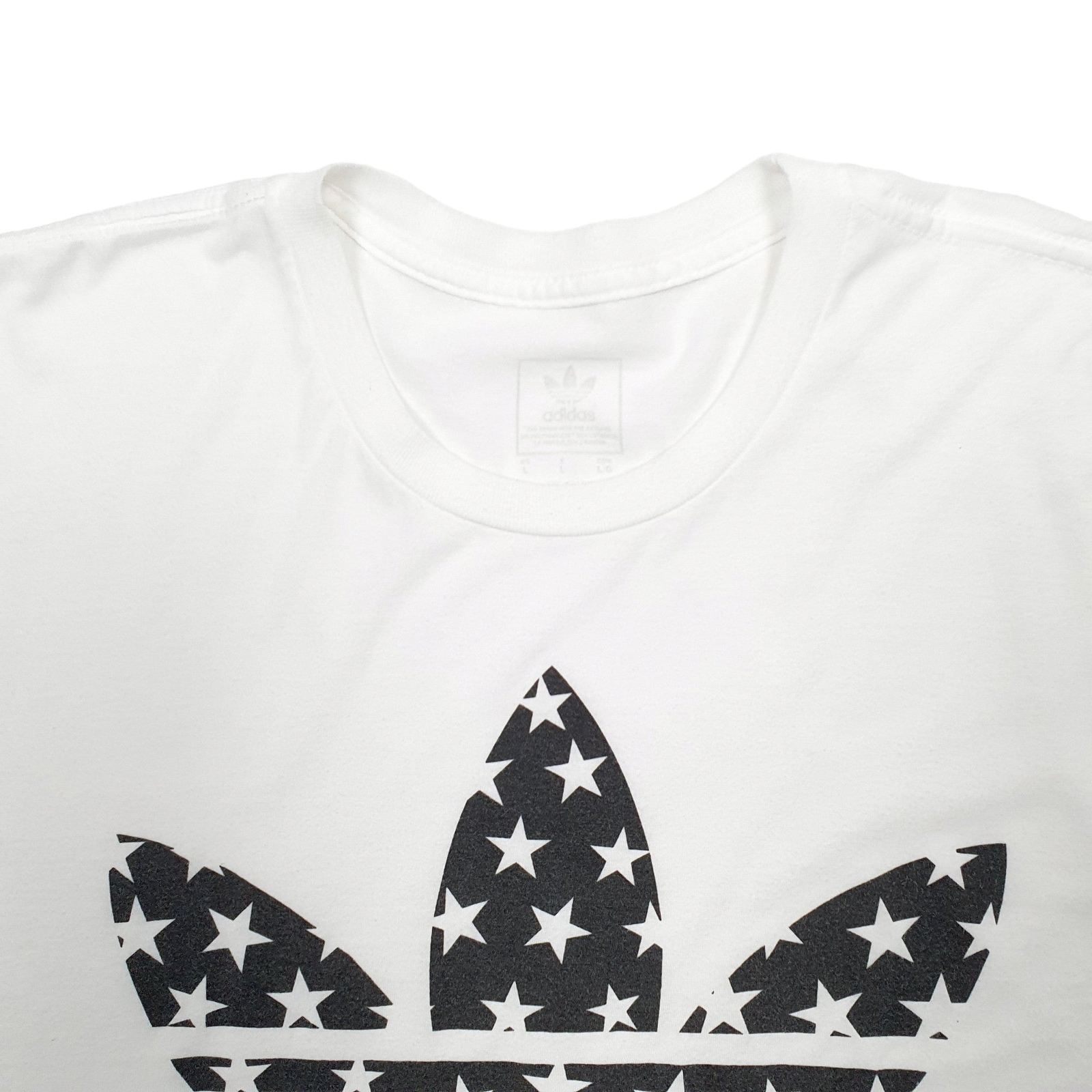 ADIDAS White T Shirt Tee Spellout Short Sleeve Cotton Blend Mens L image 3