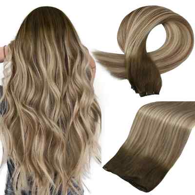 Weft Human Hair Extensions Hand Tied Bundle Real Human Sew in