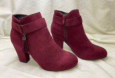 BONPRIX Bodyflirt Faux Suede Maroon Ankle Boots Tassel Detail SELECT SIZE