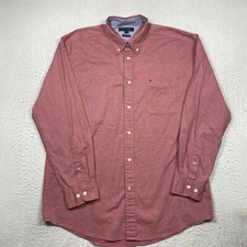 Tommy Hilfiger Classic Fit Shirt Mens XL Red Button Down Long Sleeve