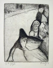 Etching indistinctly autographed P.....? / 1954 / Figures / Graphics in Frame