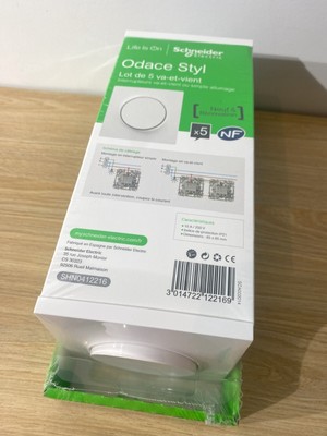 Interrupteur Va-et-vient Schneider Odace 10A + Plaque – Blanc, Connexion Rapide, Pour Intérieur