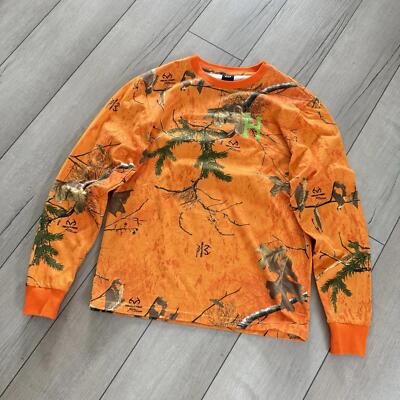 HUF x Realtree Camo Long Sleeve Shirt Sz S Blaze Orange Green H Logo Y2K  Street