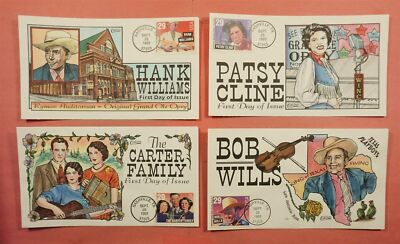 #2771-2774 AMERICAN MUSIC SERIES SET OF 4 FDC's Cachets hand-painted by ...