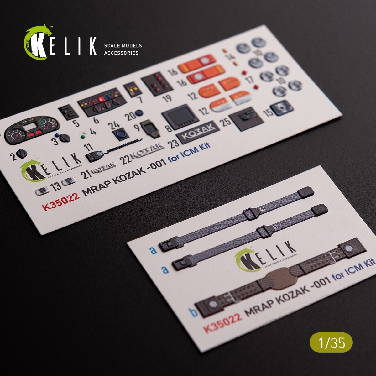 Kozak-001 Ukrainian MRAP. Interior 3D Decals (for ICM) Scale 1:35 KeliK K35022