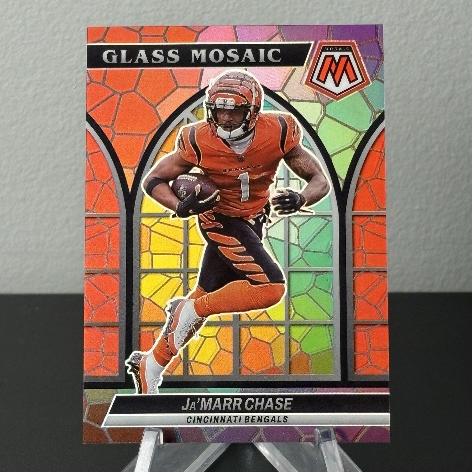 2022 Panini Mosaic Football Ja'Marr Chase Glass Mosaic #GM-17 SSP CASE HIT