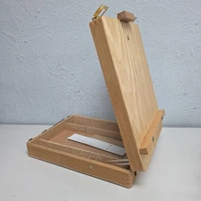 Vintage Adjustable Table Top Wood Box Art Sketch Easel Brown Portable