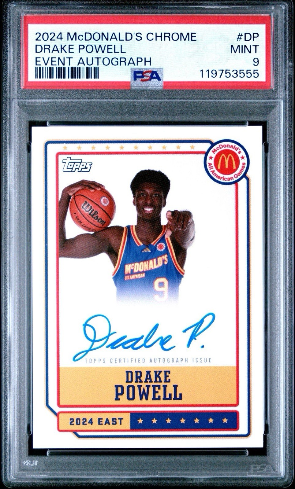 DRAKE POWELL Autographed Signed Brooklyn Nets 2024 McDONALD'S CHROME EVENT PSA 9 