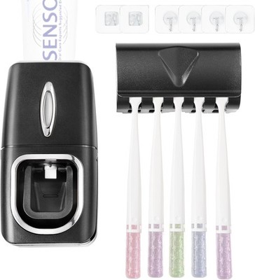 Toothbrush Holder and Toothpaste Dispenser Set, Automatic Toothpaste Squeezer