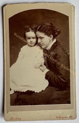 orig. CDV Foto Fotografie Bild alt um 1870 Mutter Kind New York USA Brooklyn See