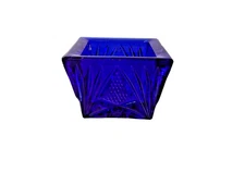 Square Cobalt, Pineapple Pattern Open Salt Dip, 1.5 x 1.25", Made in the USA