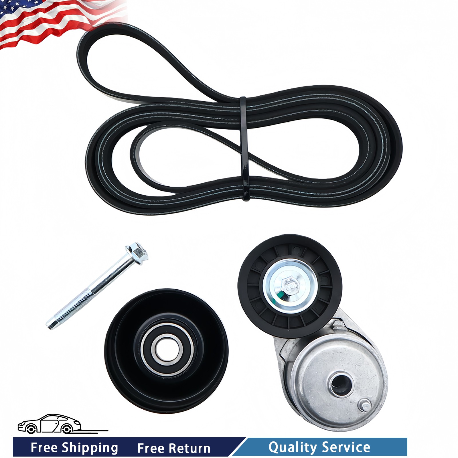 38001 For Chevy CMC C1500 2500 Serpentine Belt Tensioner Idler Pulley Kit NEW