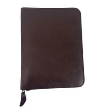 Franklin Leather Planner cover  7 ring binder Brown Zip Made USA