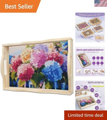 Hydrangea Diamond Art Tray with Handles Gift Home Decor 9.8×13.8 in