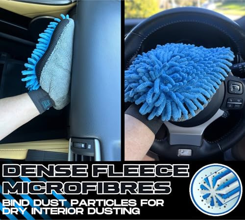 Premium Microfiber Chenille Car Washing Mitt 2 Pack | 2-in-1 Double-Sided - Picture 7 of 8