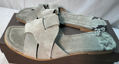 Damen Wildleder Pantoletten Kennel & Schmenger UK 6 EU 39 grün Slipper flacher Absatz