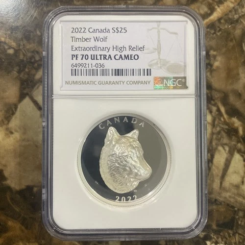 2022 Canada $25 Timber Wolf Extraordinary High Relief Silver Coin NGC PF70UCAM