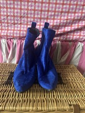 Stivali cubani Madcap England blu elettrico in velluto Casbah taglia UK 8 EU42