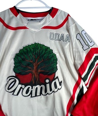 Odaa Oromia Hockey Jersey Size L White Red Green Tree Logo #10 Africa Tree