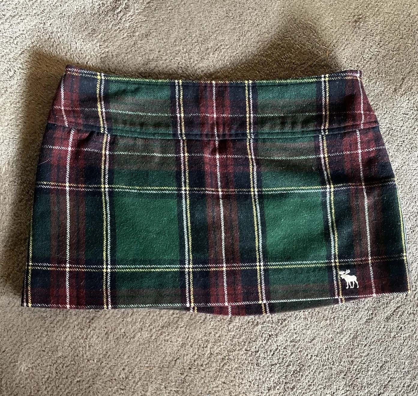 Abercrombie & Fitch Plaid Micro Mini Wool Skirt, Vintage 2000s y2k, Size 0