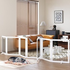 144-inch Extra Wide 30-inches Tall Dog gate with Door Walk Through, Freestand...