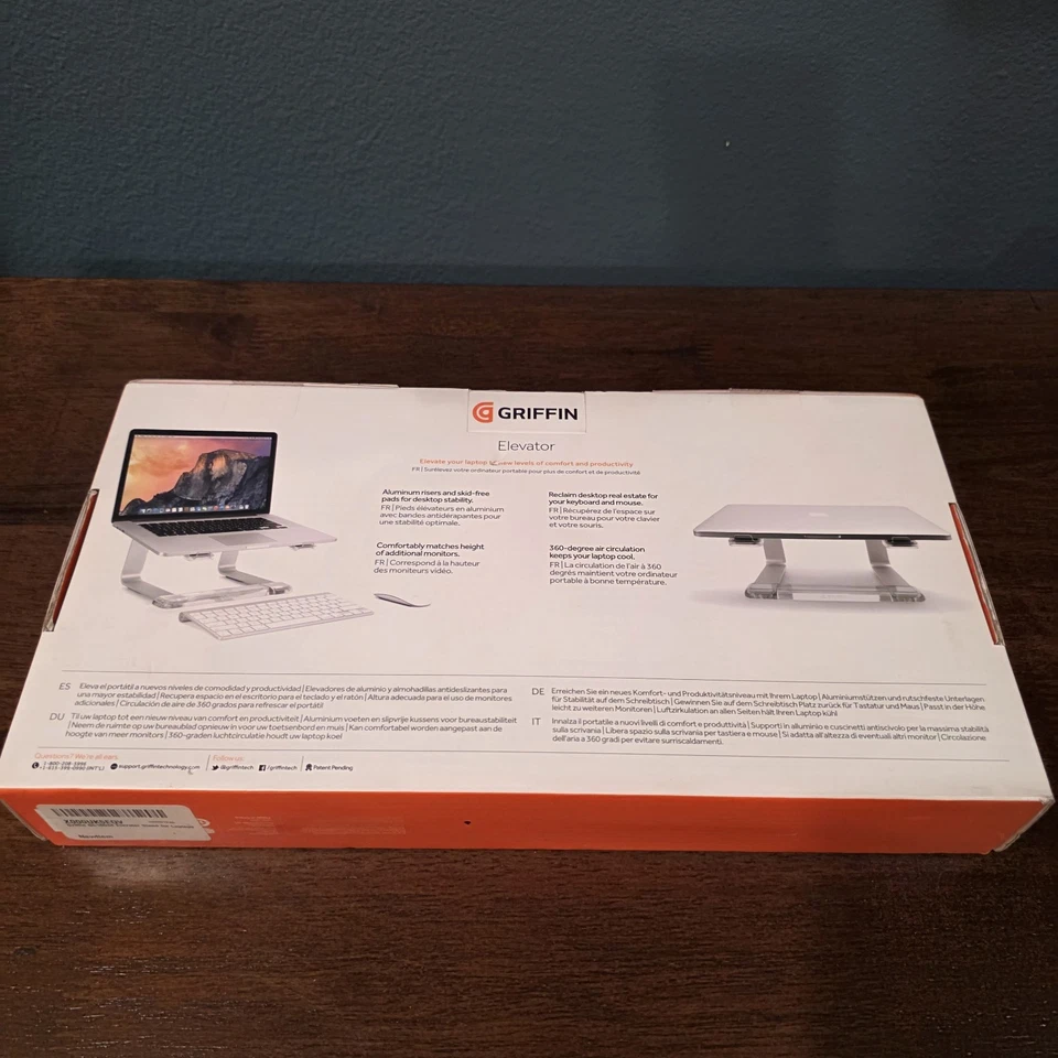 NUEVO Elevador Griffin Soporte para Computadora Portátil Aluminio Escritorio Elevador Plateado Foto 2 de 2