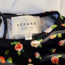 Sezane 36 (US 4) Black Velvet Floral Mini Dress  