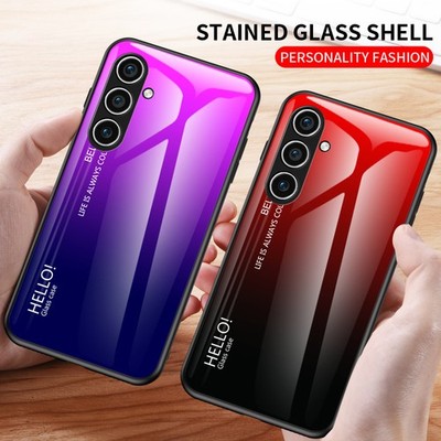 For Samsung S26Ultra S25 Edge S24 Gradient Tempered Glass Back Shockproof Case