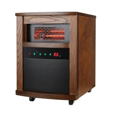 Comfort Glow Infrared Quartz Heater, Remote, Mahogany, 1,000 Sq Ft, Child Lock