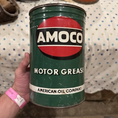 Vtg Amoco 5lb Motor Grease Can