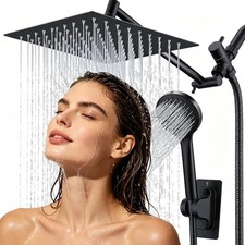 High Pressure 10 Inch Matte Black Rainfall Shower Head Combo with Handheld