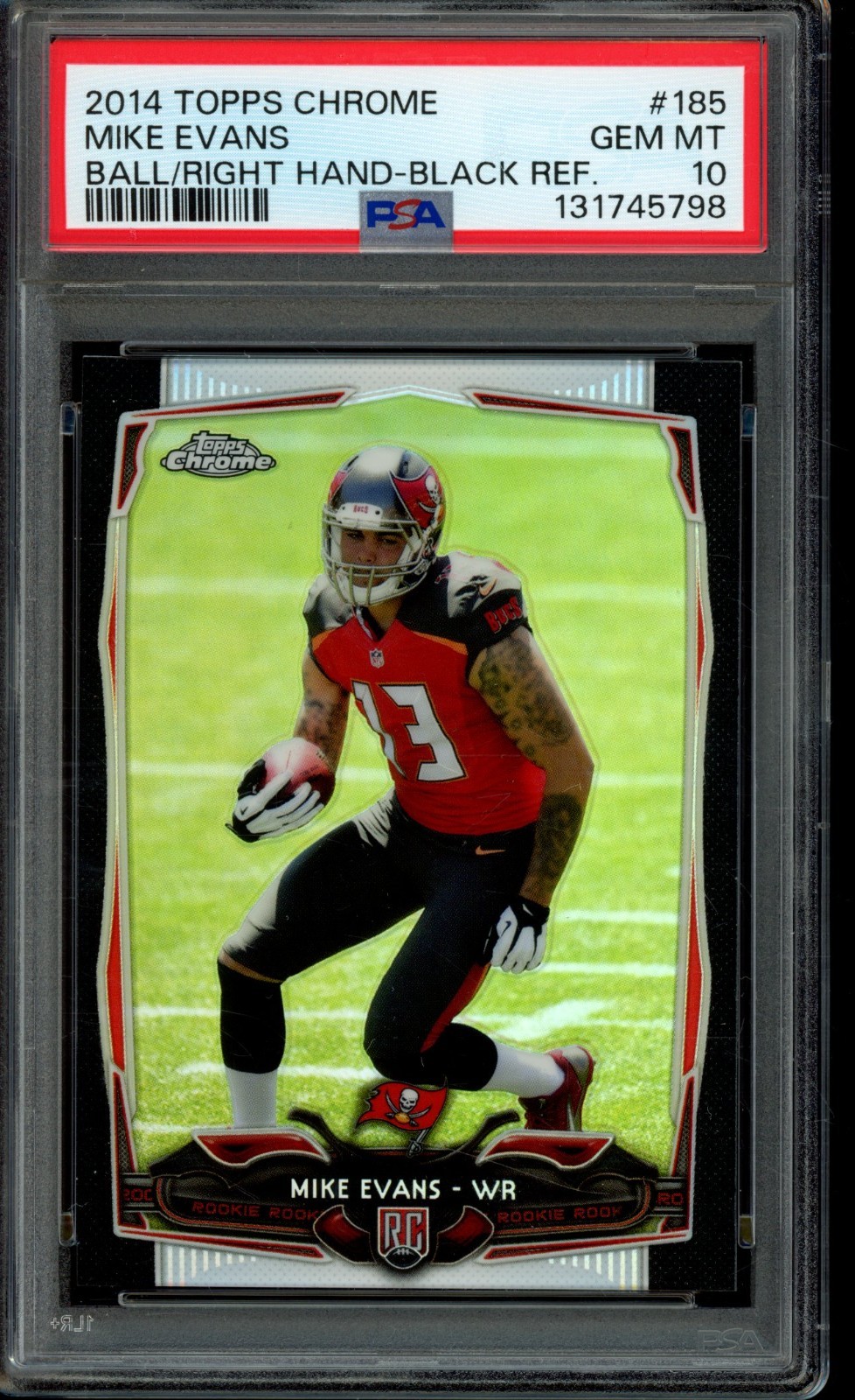 2014 TOPPS CHROME MIKE EVANS Black Refractor RC /299 #185 PSA 10