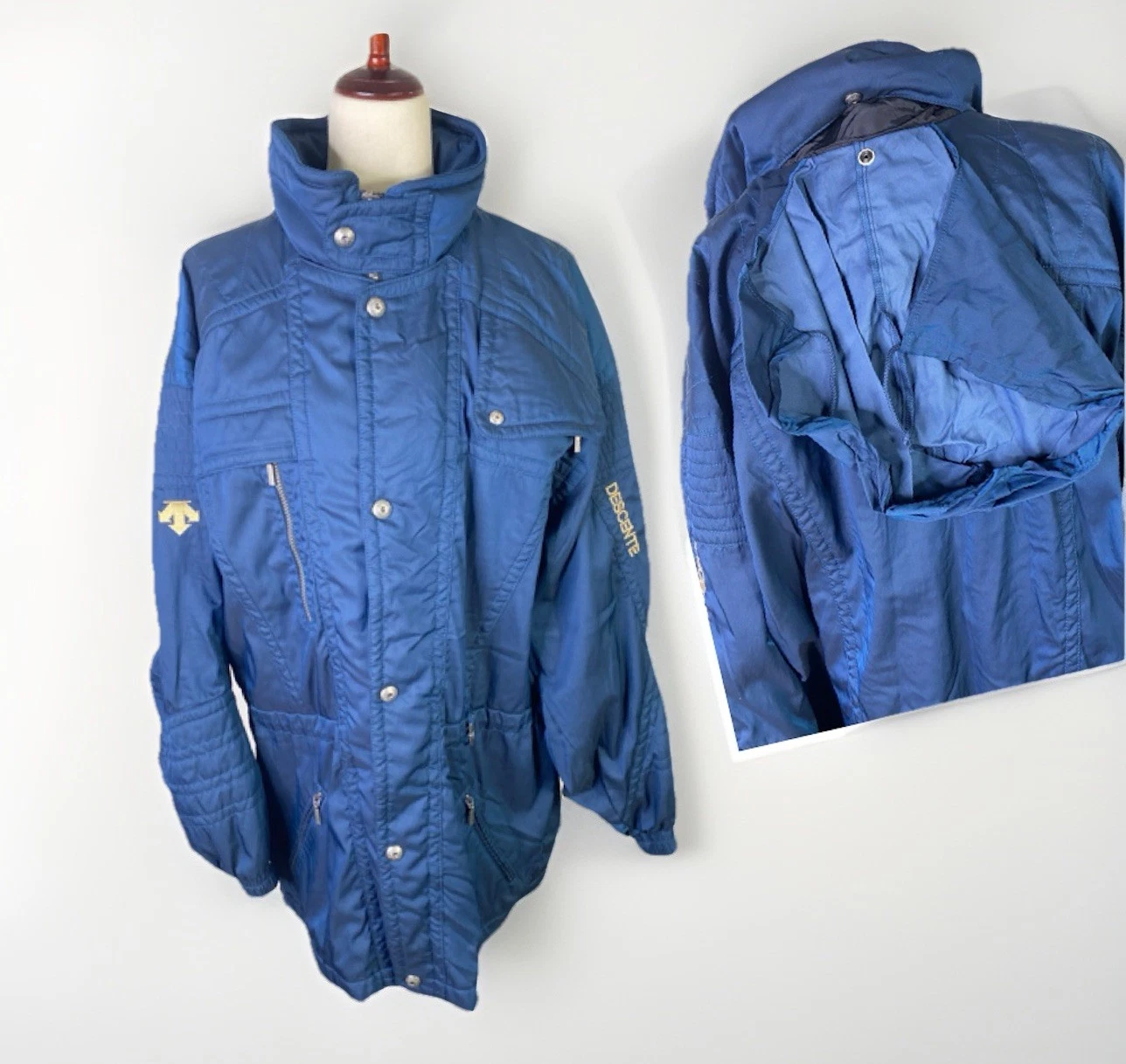 VTG Descente Jacket Mens XL Navy Hooded Parka Ski Snow EUC From 90s Insulated