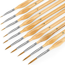 10Pcs Miniature Detail Paint Brush Set, Triangular Wooden Handles Wood 10