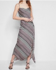 EXPRESS Abstract Print Satin Cowl Neck Maxi Slip Dress, XS, NEW