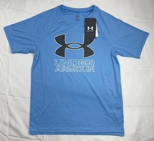 UNDER ARMOUR ' HYBRID PRINT SHORT SLEEVE TEE ' BOYS ' MEDIUM ' BLUE/BLACK