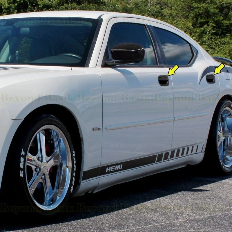 Cubiertas de manija de puerta negras brillantes para Dodge Charger 2006 2007 2008 2009 2010 Foto 3 de 4