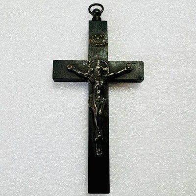 Vintage 1940 s Nun s Pectoral Crucifix Real Ebony 5 x2 