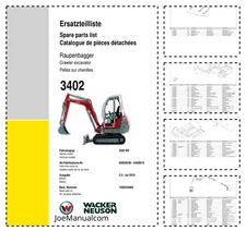 Wacker Neuson 3402RD Crawler Excavator Parts Catalog PDF