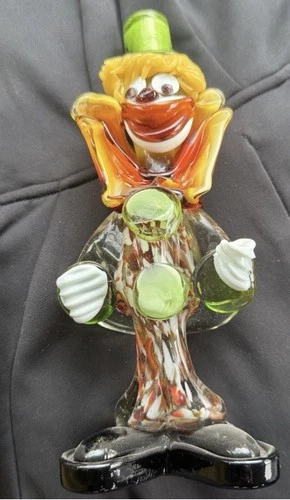 Vintage Murano Glass Blown Clown 8inch