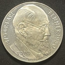 1970 AUSTRIA Karl Renner  Silver 50 Schilling BU/UNC Coin KM#2809.