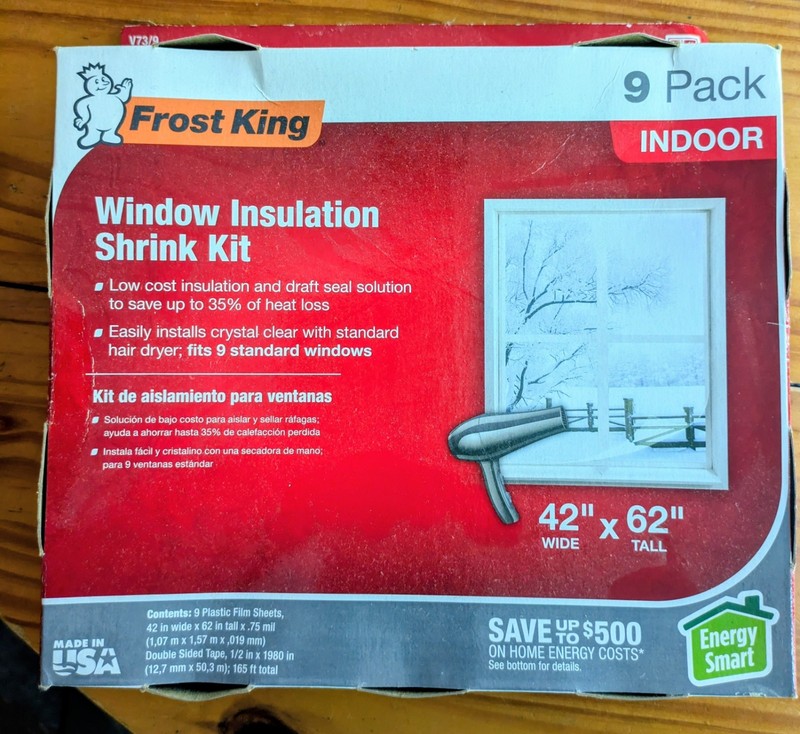 Frost King 42" X62" Window Insulation Kit Shrink Film Indoor Outdoor 1.5 Mil