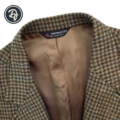 1980s 46 R Orvis Brown Check Speckled Hacking Style Patch Pocket Blazer Made USA
