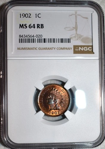NGC MS-64 RB 1902 Indian Head Cent, Blazing, Red-Brown specimen!