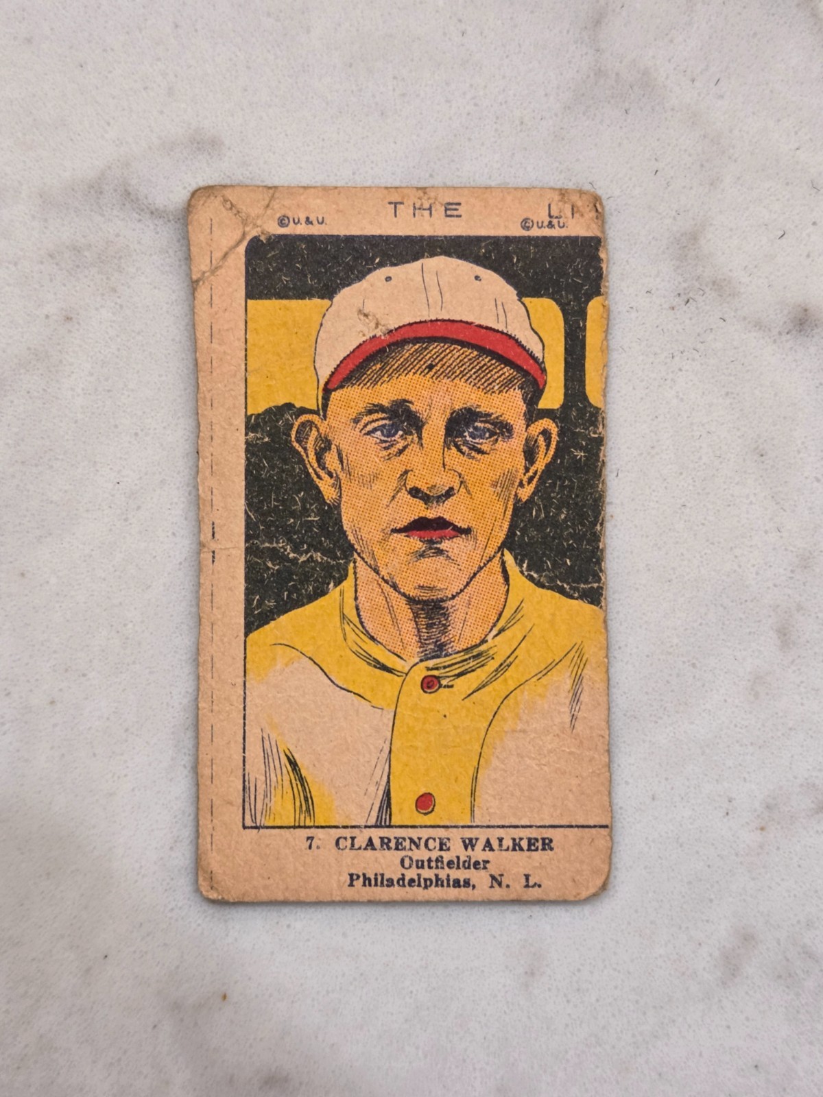 Clarence Tilly Walker 1923 Little Wonder W515-2 Strip Card #7 Phillies Hand Cut