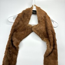 Vintage Real Fox Fur Stole Wrap Shawl Brown Amber 98 Inch Long Satin Lined INS