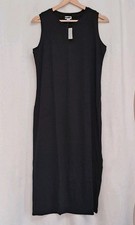 NWT J.Crew Size S Knit Midi Dress Sleeveless Black Side Slit Jersey CK536 $69.50