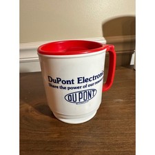 Vintage 1987 DuPont Electronics Whirley Thermal Coffee Mug Red White Safety