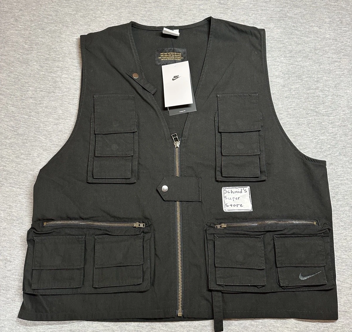 Nike Life Utility Full Zip Fishing Vest Men’s Size Small FN3214-010 Black $175