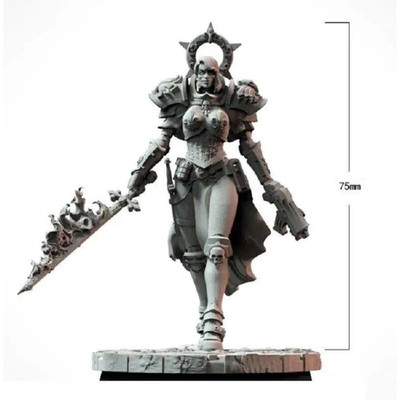 1/24 75mm 3D Print Model Kit Beautiful Girl Barbarian Queen Unpainted